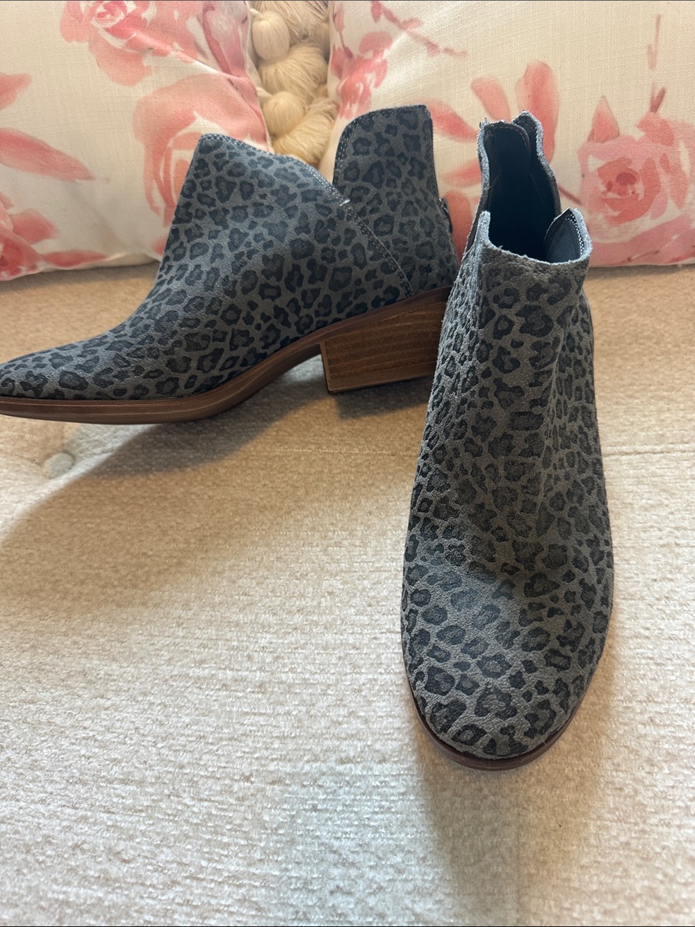 Michael Shannon Gray Leopard Print Ankle Booties